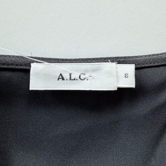 NWOT A.L.C. Willow Cold Shoulder Ruffle Sleeve Silk Crepe Blouse in Black Size 6 - Picture 10 of 14